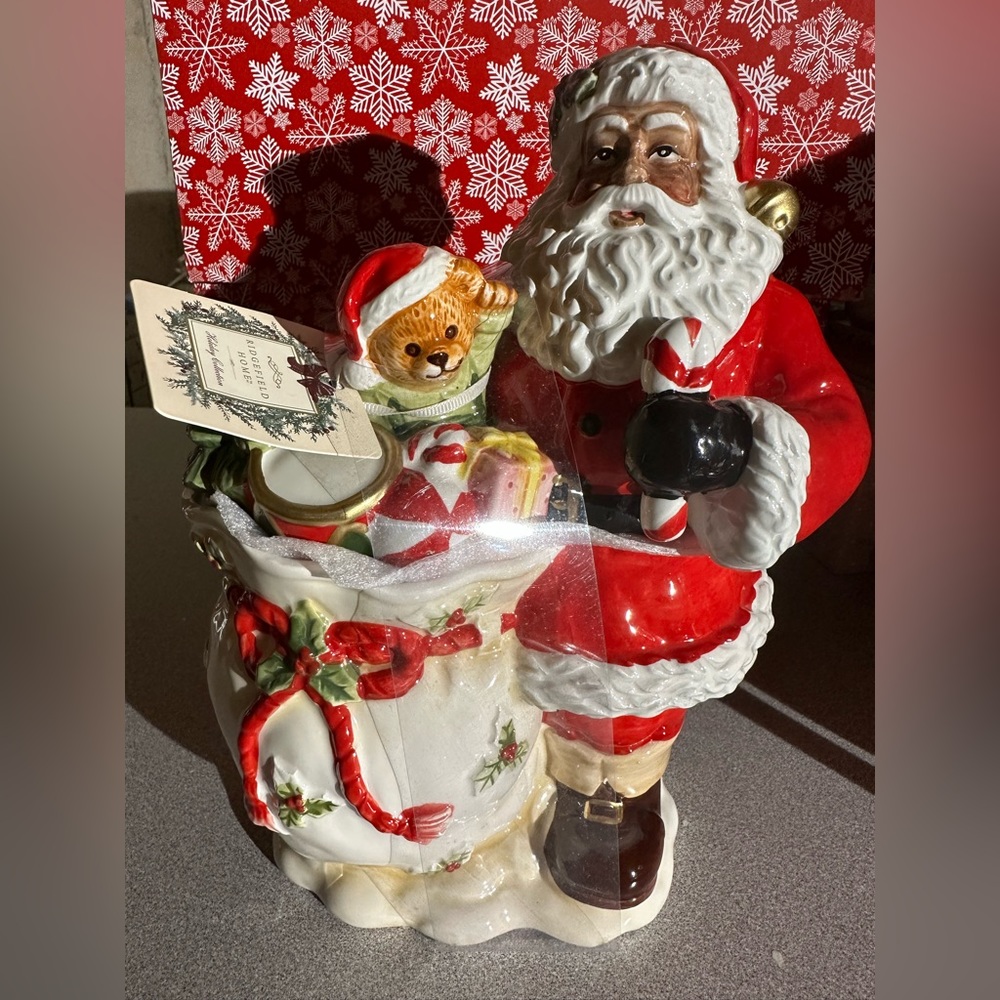 African American Santa Cookie Jar NWT